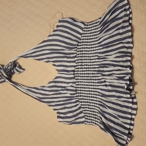 AMERICAN EAGLE STRIPED HALTER TOP SIZE L